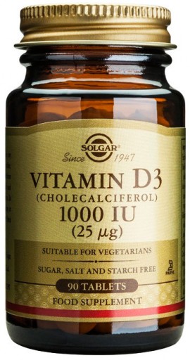 Solgar Vitamin D3 1000IU, 90 Ταμπλέτες