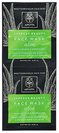 Apivita  Express Beauty Μάσκα Προσώπου Με Αλόη, 2x8ml