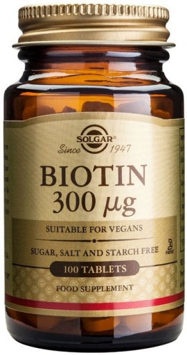 Solgar Biotin 300mg, 100 Ταμπλέτες