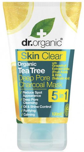 Dr. Organic Skin Clear 5 in 1 Deep Pore Charcoal Mask, 100ml