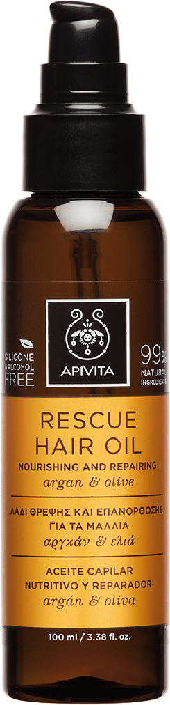 Apivita Rescue Hair Oil Nouring & Rerairing με Aργκάν & Ελιά,100ml