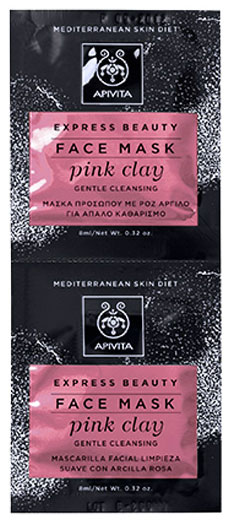 Apivita Express Beauty Μάσκα Προσώπου Με Ροζ Άργιλο,2x8ml