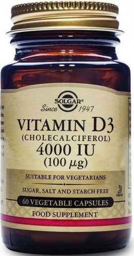 Solgar Vitamin D3 4000IU, 60 Κάψουλες